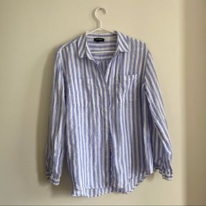 100% Linen Lord & Taylor striped beach shirt